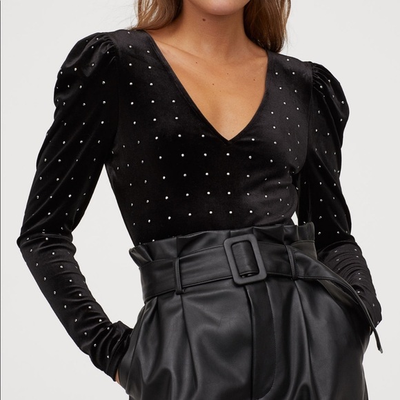 H&M Velour Bodysuit with Studs - Picture 6 of 8